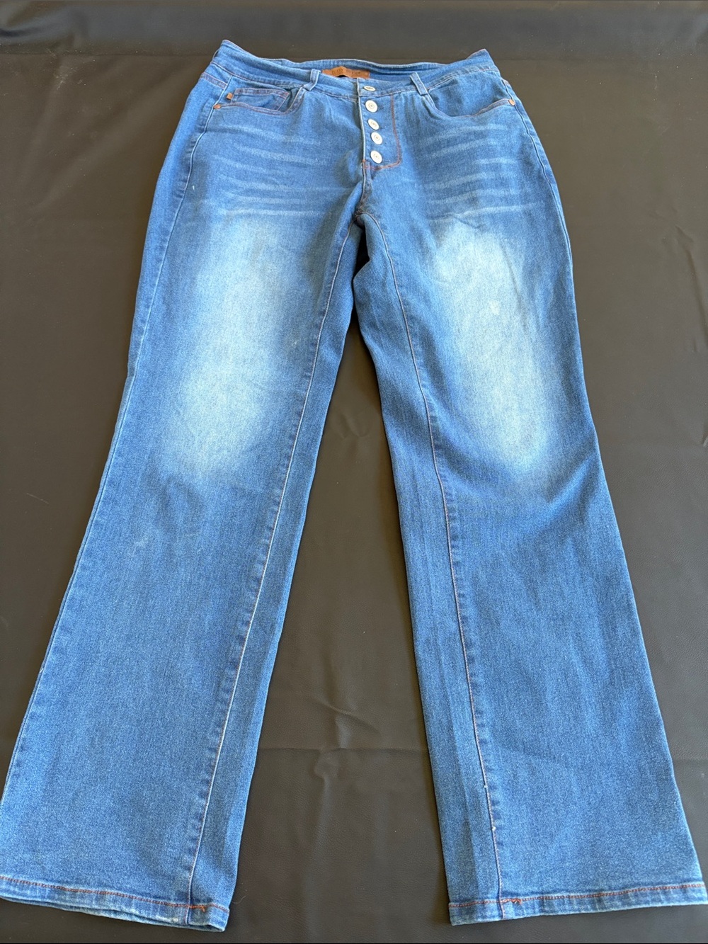Judy Blue Like New Medium Blue High-Rise Wide-Leg Jeans Button Fly Size L